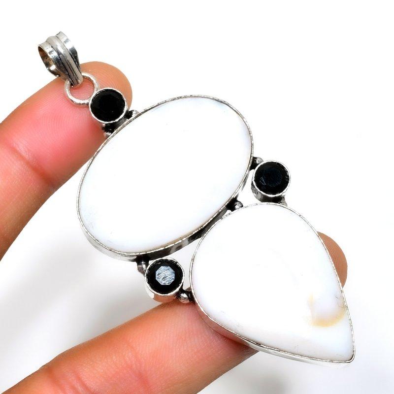 

Подвеска с перламутром и черной шпинелью 925 пробы, посеребренная, 3,03 дюйма 3.03 белый