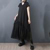 Short Sleeve Plus Size Black Mesh Patchwork Vintage New In Dresses for Women Casual Loose Long Summer Dress