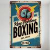 Vintage Metal Tin Sign 'Keep Fighting' Boxing Glove & Lightning Bolts, EST. 1949 Rustic Wall Decor for Man Cave Bar Cafe Home De