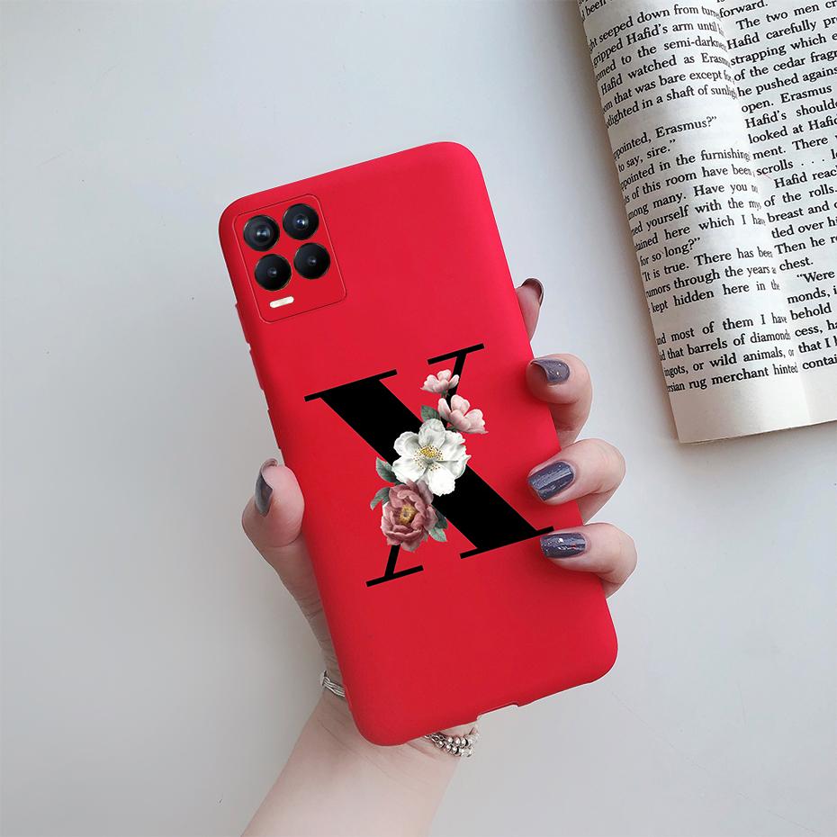For Realme 8 Pro Case Silicon Soft Letter Monogram Flowers Phone back cover For Oppo Realme8 4G RMX3085 Realme 8 Pro Bumper Case