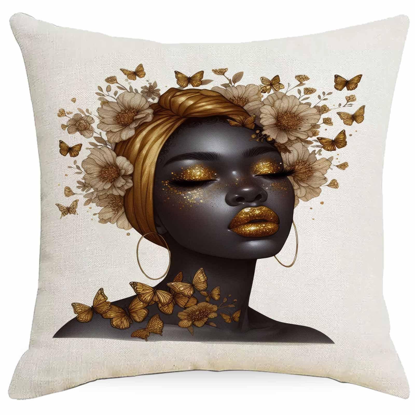 

New Colorful Black Girl Pillow Cover Home Cushion Pillow Cover Sofa Ornament Premium Durable Quality Useful Practical 45 * 45Cm