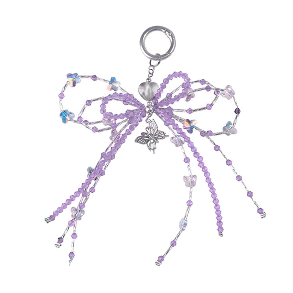 Handmade Beaded Butterfly Pendant Stylish Beaded Bowknot Pendant Keychain Phone Lanyard for Fashion Enthusiasts
