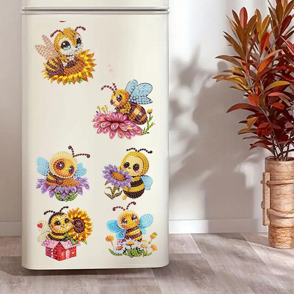 6Pcs Flower Animal DIY Diamond Art Stickers Refrigerator Painting Kits for Adults DIY Home Decors
