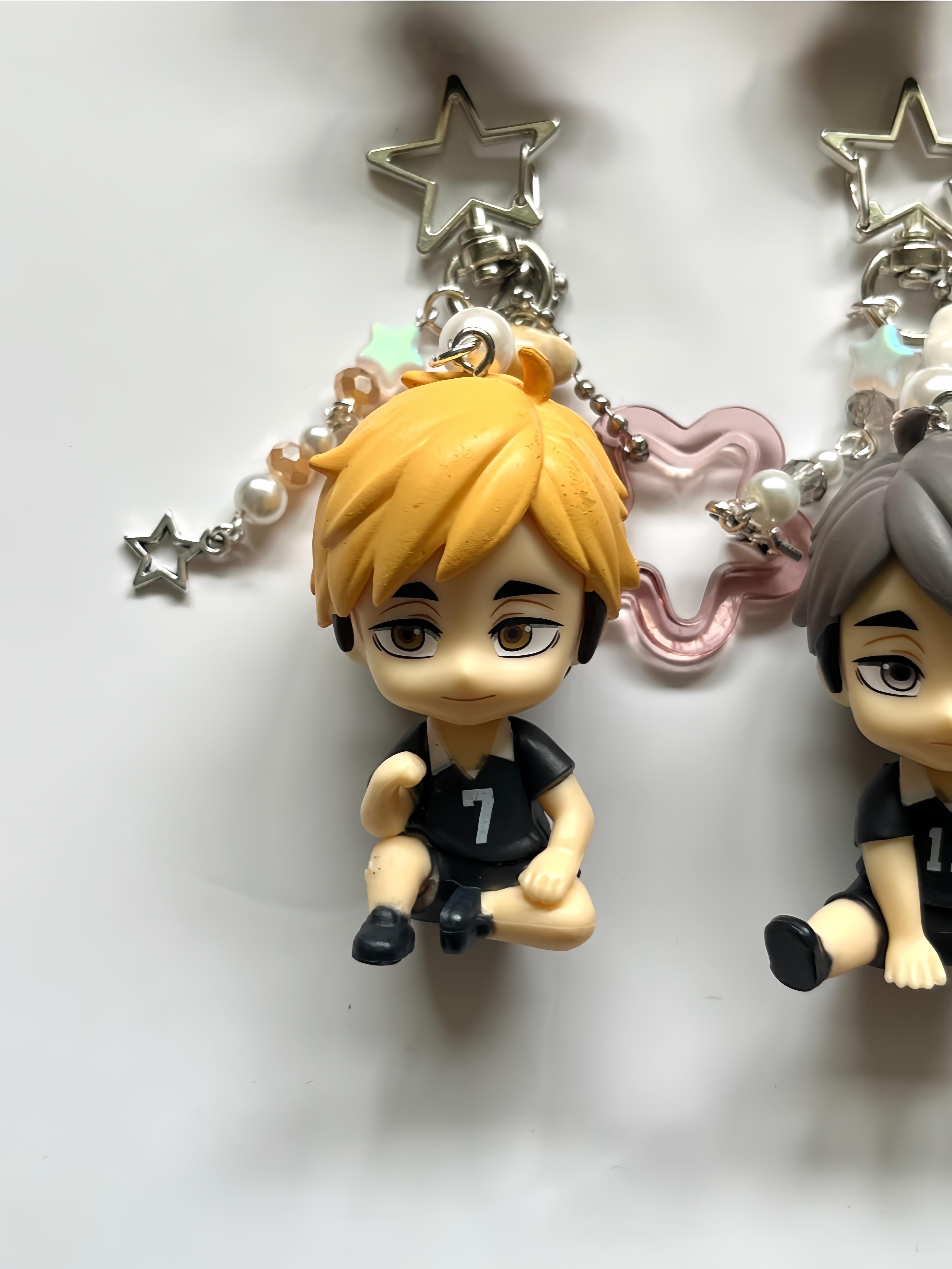 Karasuno High School Volleybalclub Zittende Charms, Handgemaakte Accessoires, Unieke Anime Verzamelingen, Perfect Cadeau voor Fans gray