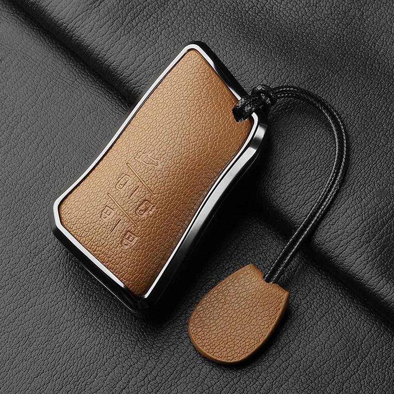 5 Button Metal and Leather Car Key Case Cover For Lexus LM350h LM500H  2024 Car Key Case Protect Fob