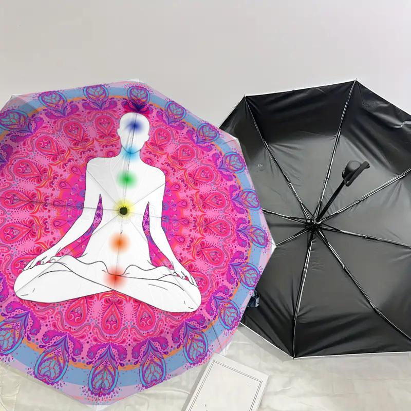 1pc Chakra Meditation Mandala Art Umbrella with Plastic Handle,Suitable for All Seasons Home Travel Outdoor UmbrellaDD212