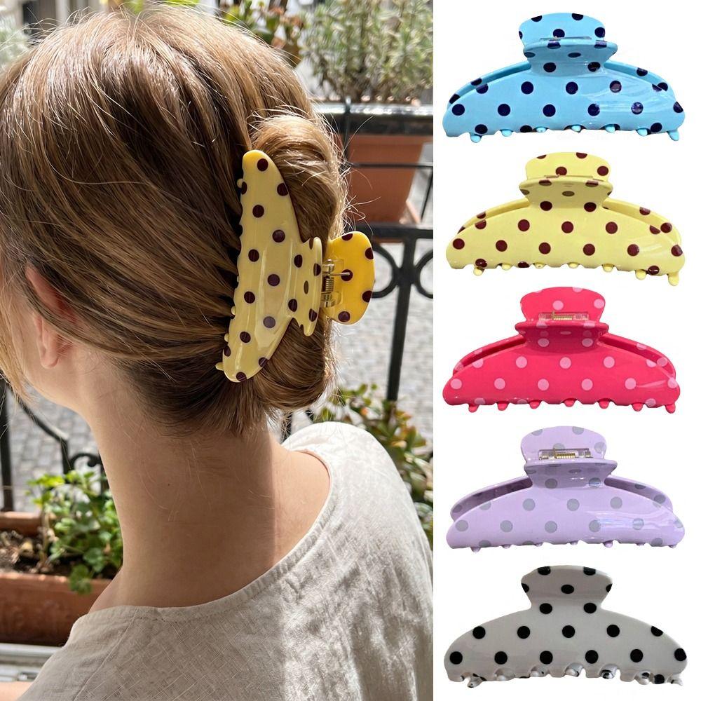 Hairpin Polka Dot Hair Clip Large Grab Clip Personalized Acetate Shark Clip Streetwear