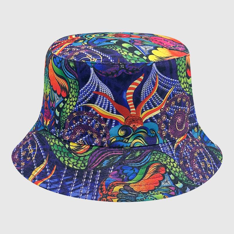 Dye Tie Fisherman Hat Uv Protection Assorted Colors Print Butterfly Cat Leaf Cap