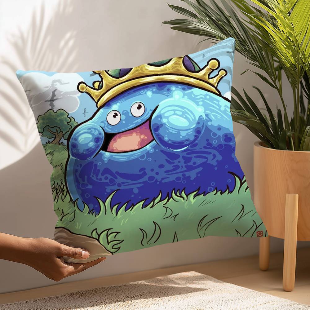 D-Dragon Quest Slime Pillow Case Plush Fabric Soft Pillowcase Double Sided Print Cushion Cover Household Gifts
