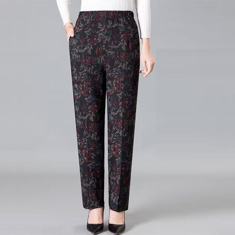 

Свободные эластичные брюки-трубы с высокой талией для женщин среднего возраста и пожилых людей. Брюки среднего возраста для мам. Брюки с принтом больших размеров. 4XL