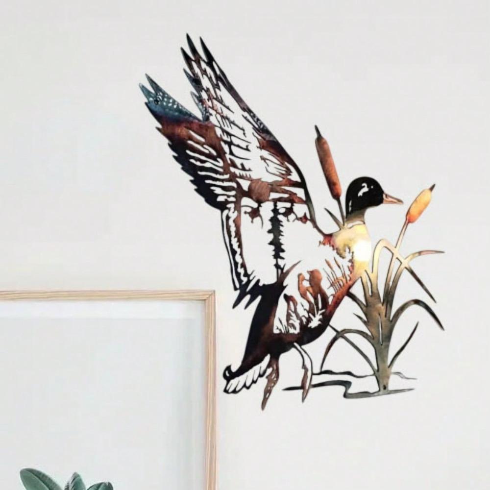 1pc Hand Painted Duck Metal Wall Art, 10 Inch Hanging Decor for Home Kitchen Restaurant, Door Sign, Housewarming Gift