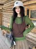 Women's Genuine Two-Piece Color Block Layered Long Sleeve T-shirt - 2025 Trendy Design Versatile Base Layer Top