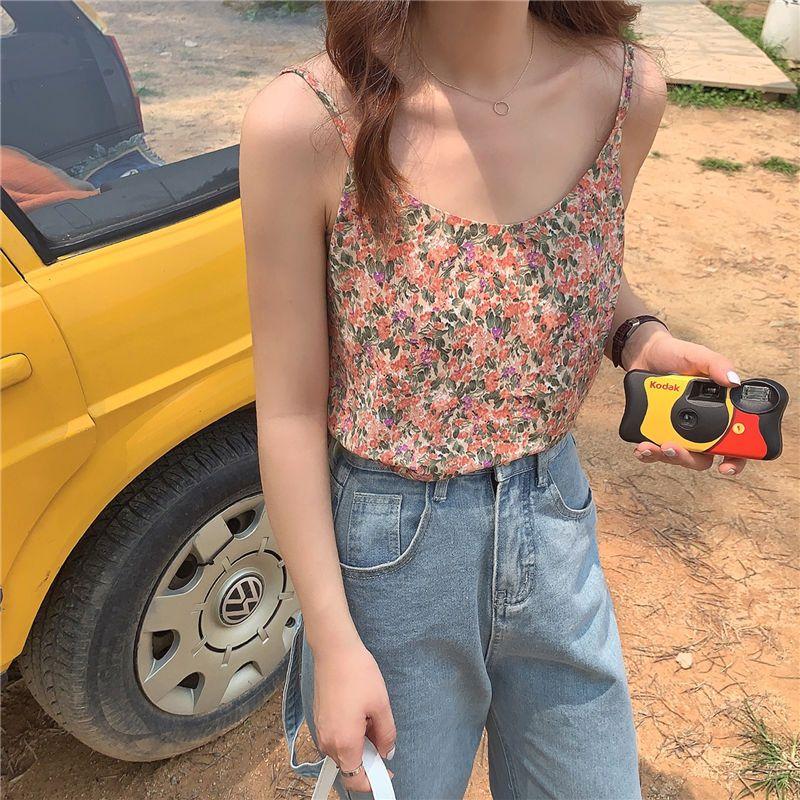 Summer New Camisole Undershirt Sexy Floral Loose Outside Wear Suspenders