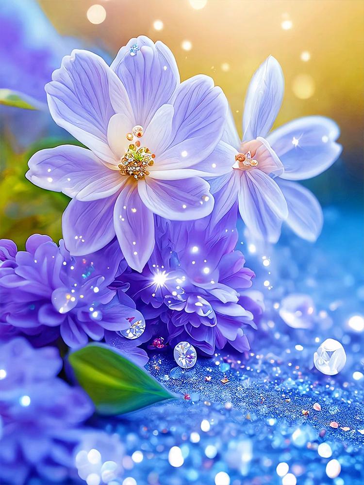 Diamond Painting Blooming Flower Cross Stitch Kits DIY Diamond Mosaic  Purple Flower New Arrivals Art Home Decor Handicraf Gift