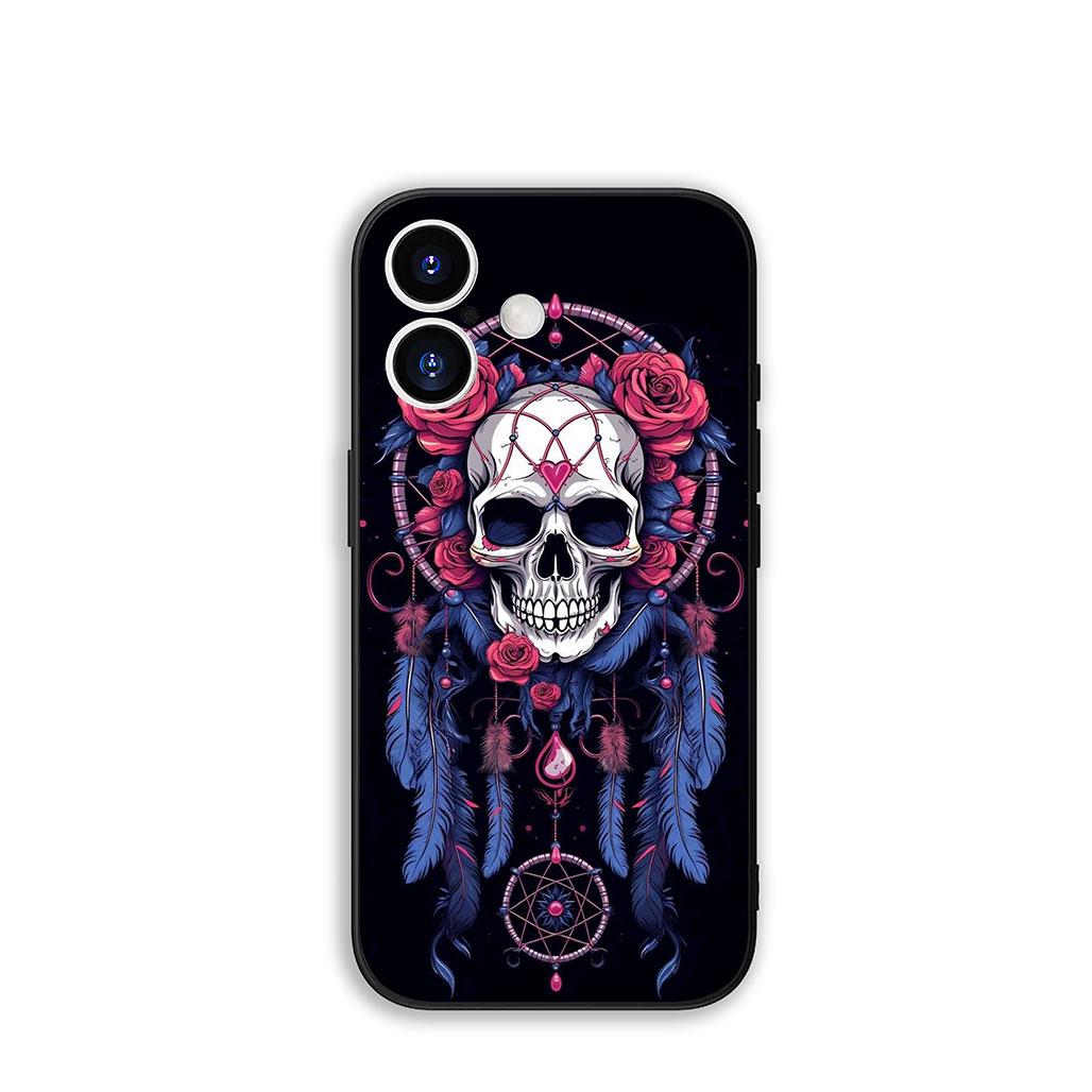 

Gothic Skull Floral Art Print Phone Case for iPhone 17 16 15 14 13 12 11 Series Pro Max Plus Double Layer Protection iphone 16 Pro
