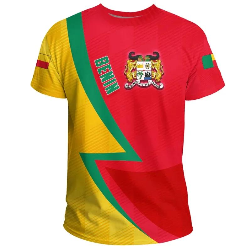 The Republic of Benin Flag Football Jersey African Benin National Day Graphics T-shirts 3D Printed Fashion Short Sleeve T Shirt