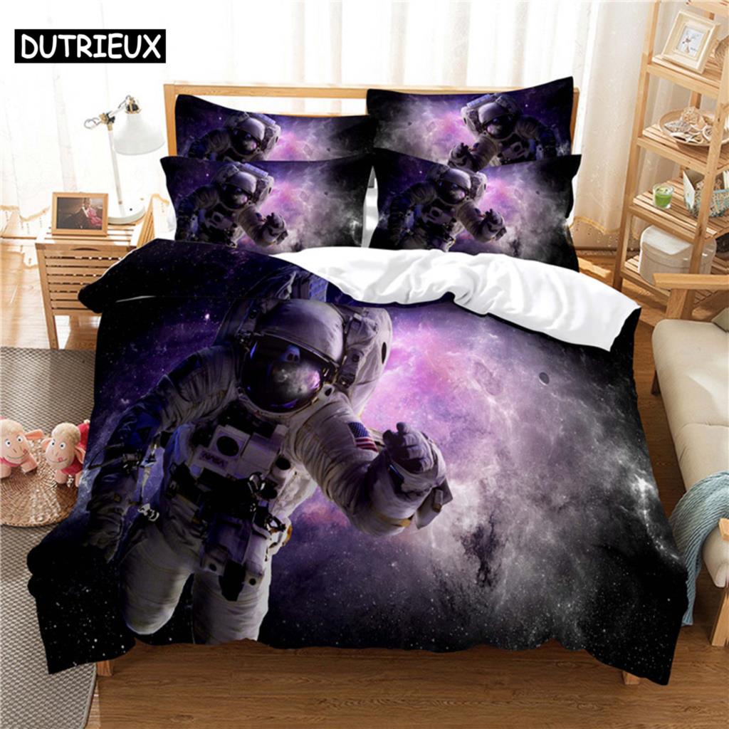 3D Digital Printing Fashion Design Astronaut Bedding Set, Queen Size Duvet Cover Sets