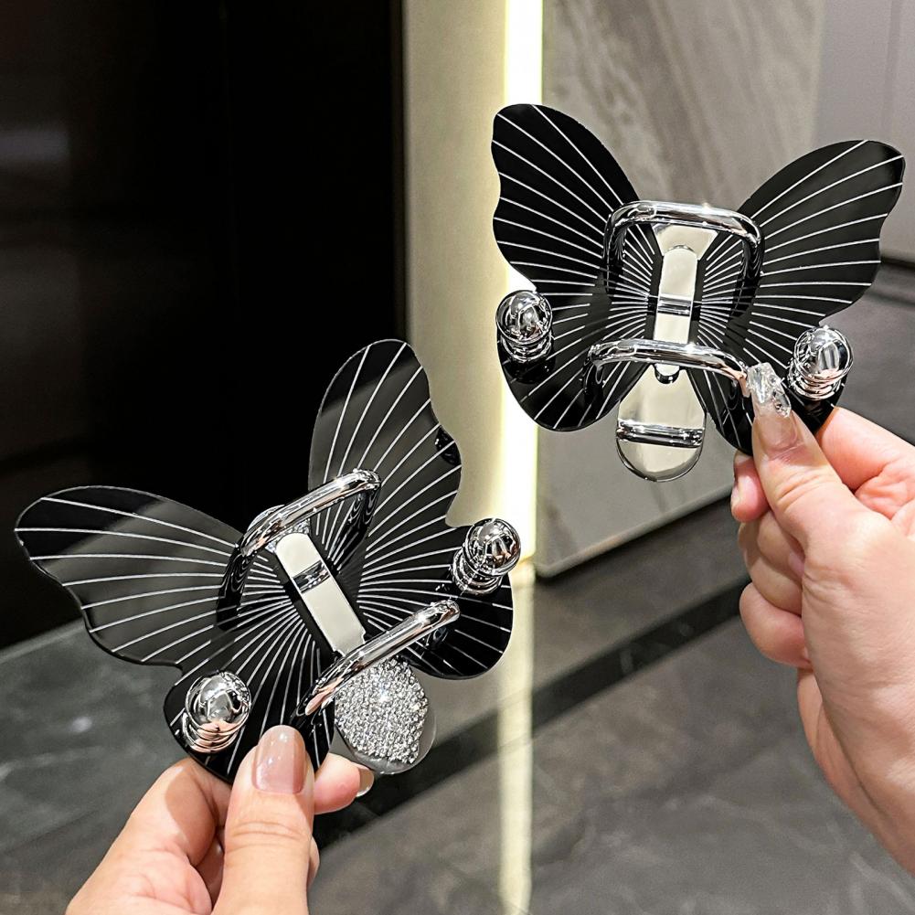 Comb Holder Self-Adhesive Wall-mounted Butterfly Shape Comb Storage Rack With Hook Strong Load-bearing Sturdy Hairpin Rack