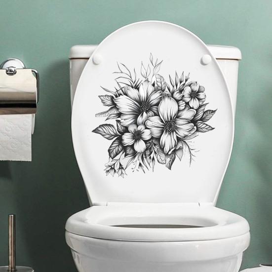 Toilet Sticker Removable Self-adhesive Waterproof PVC Living Room Wall Art Bathroom Toilet Lid Decoration Decal