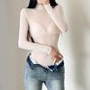 YPFF Women's Trendy Mesh High Neck See-Through Bodysuit - Slim Fit Long Sleeve Top