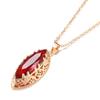 Colar Coração Gota d'Água Feminino Ouro Rosa 585 Safira Vermelha Verde Dia dos Namorados Festival Qixi Presente