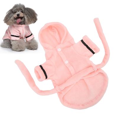 Pet Bathrobe Plush Warm Absorbent Puppy Hooded Pajama With Waistband For Small Dogs Cats