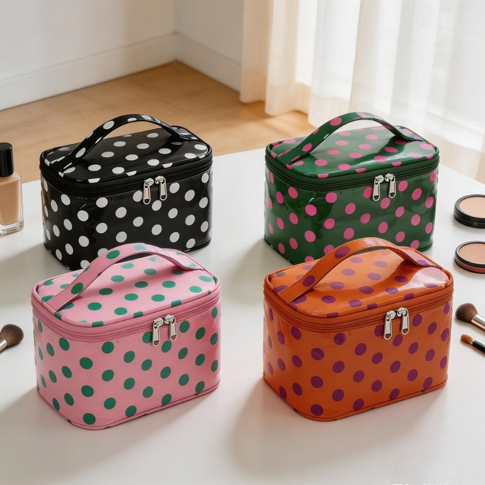 Polka Dot Cosmetic Bag PVC Make Up Organizer Polka Dot PVC Makeup Bag Business Trip