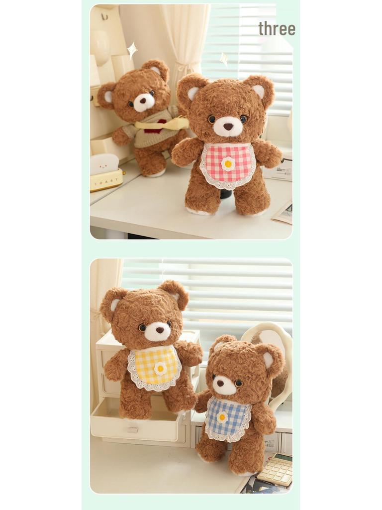Adorable Zai Zai Bear Plush Toy - Cute Cartoon Teddy with Bib, Perfect Gift!