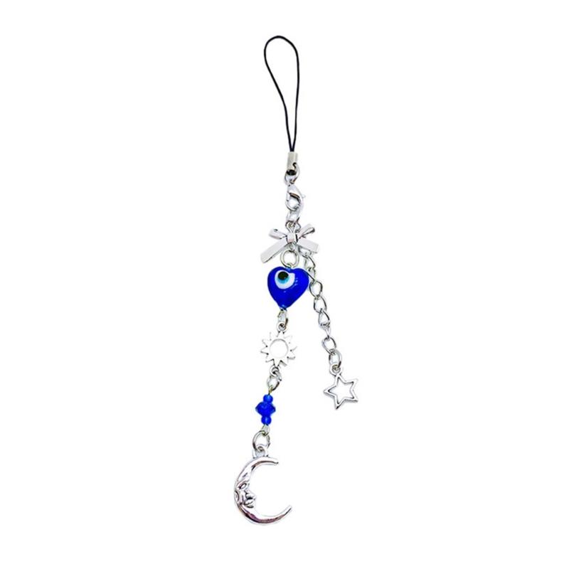 

Брелок для ключей «Луна-Солнце», подвеска, изысканный брелок в форме сердца Y2k, милый крутой брелок для ключей с голубым сердечком и глазом на день рождения, День Святого Валентина