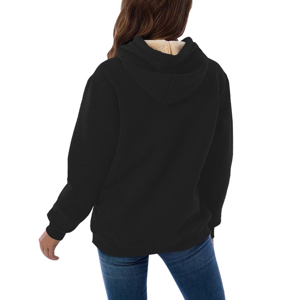 Mote dame avslappet genser løs cardigan med glidelås langermet hettejakke