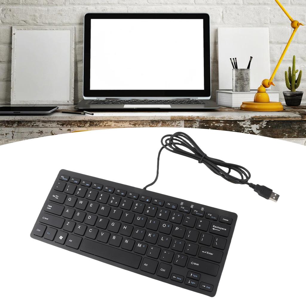 USB-Tastatur mit Kabel 78 Tasten Dünn Tragbar Rutschfest Tastatur für Laptops Desktops