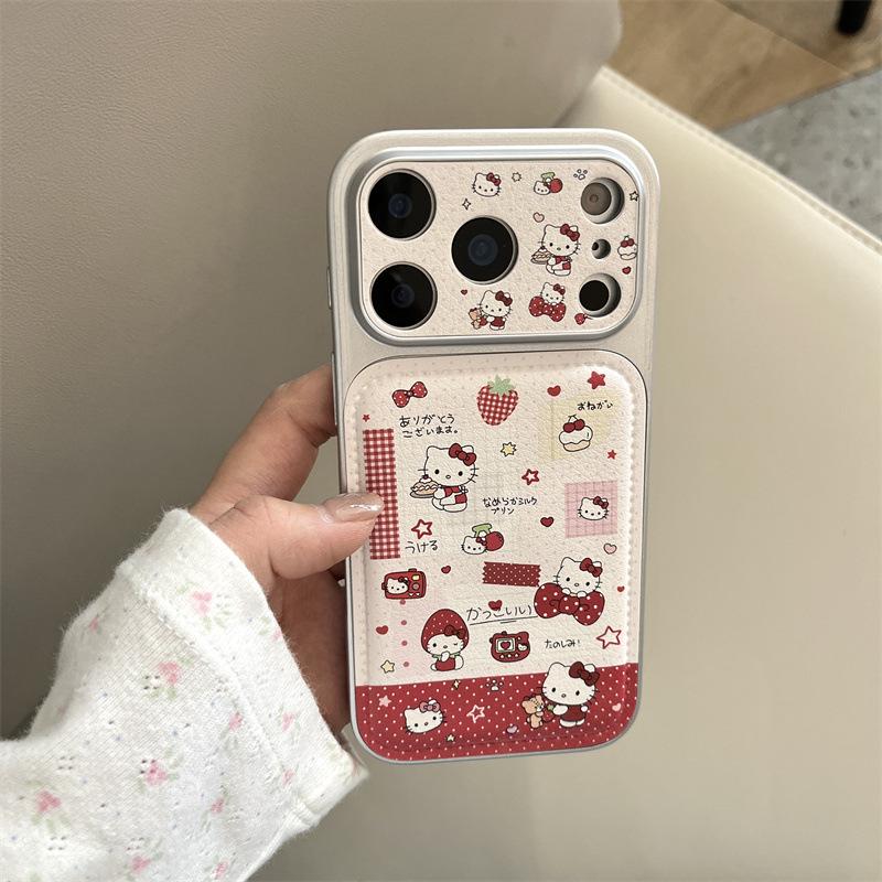 

Japanese Korean Strawberry Cat Stickers for iPhone 17/16 Pro Max/15/14 Phone Cases 16