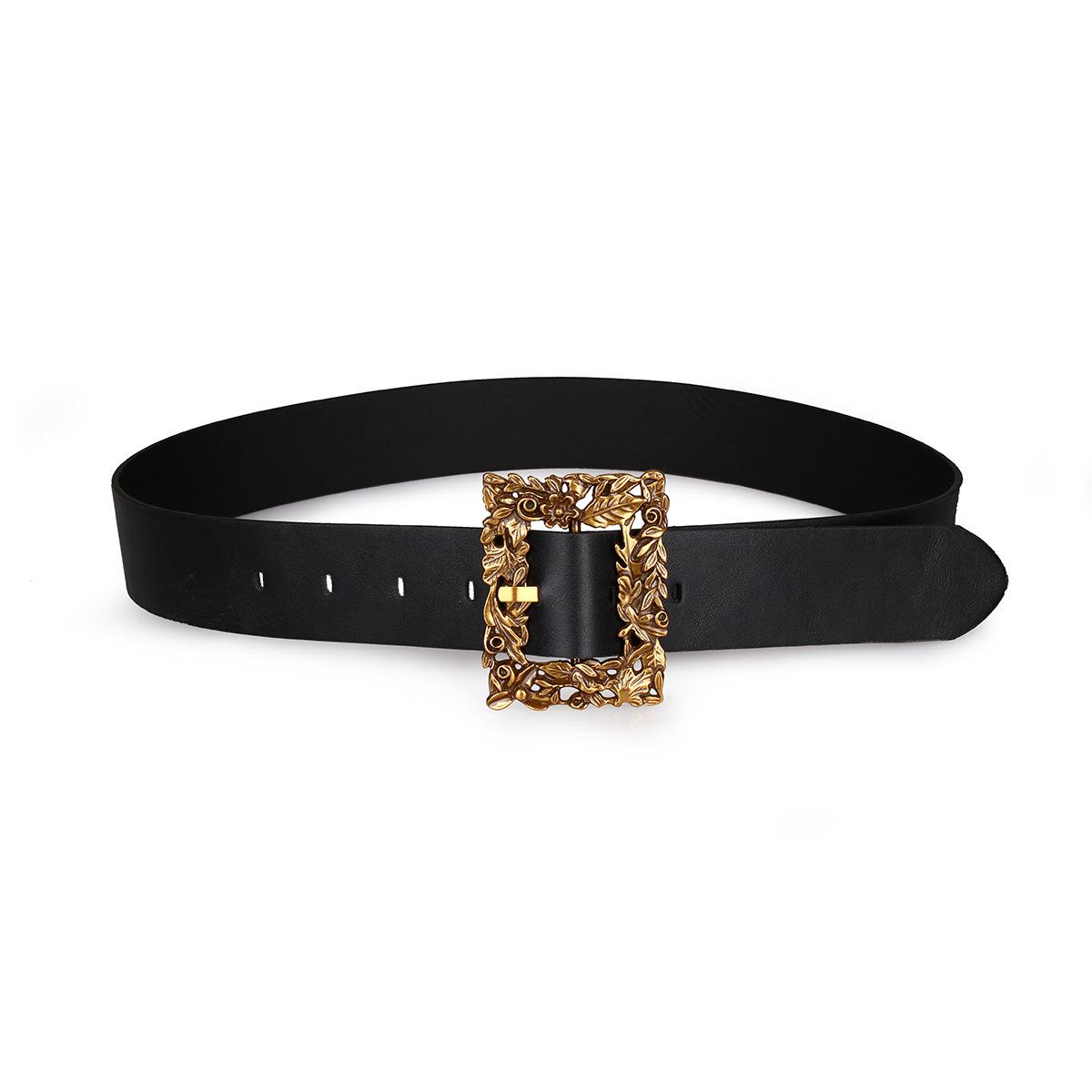 

Большой квадратный американский золотой ретро ремень с резной пряжкой «шеврон» для дам, элегантный ремень для белых воротничков 100cm