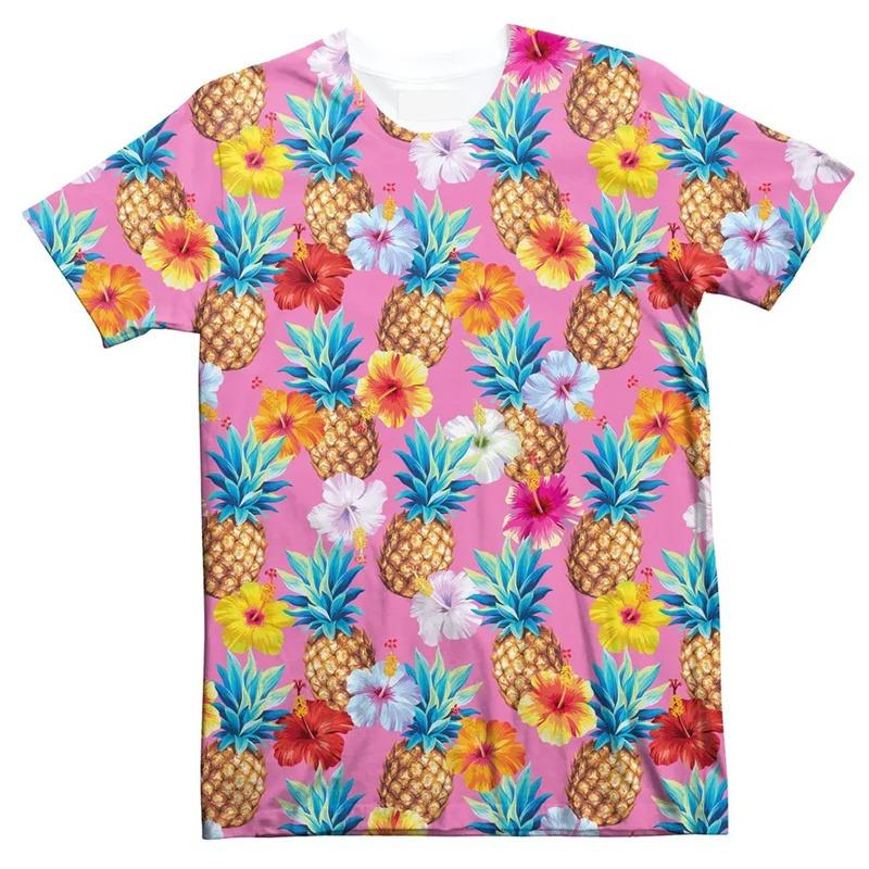 Mode 3D-bedrucktes Frucht-T-Shirt für Herren Gemüse-Grafik-T-Shirt Tops Damen Sommer Rundhals Kurzarm Street-T-Shirts