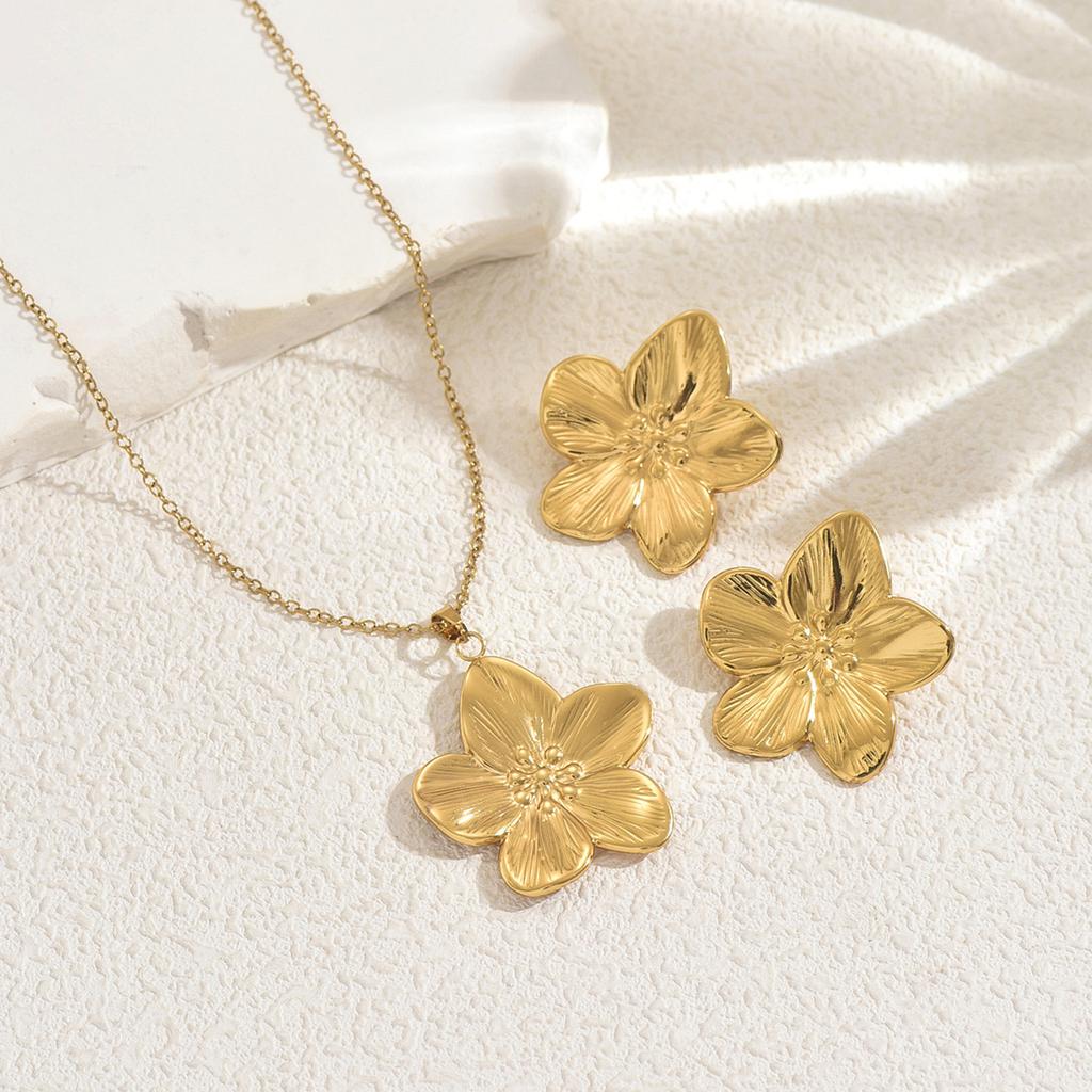 Nové dámské náušnice s květinami, náhrdelník, geometrické, galvanizované, kovové, s květinovým designem, univerzální kousky