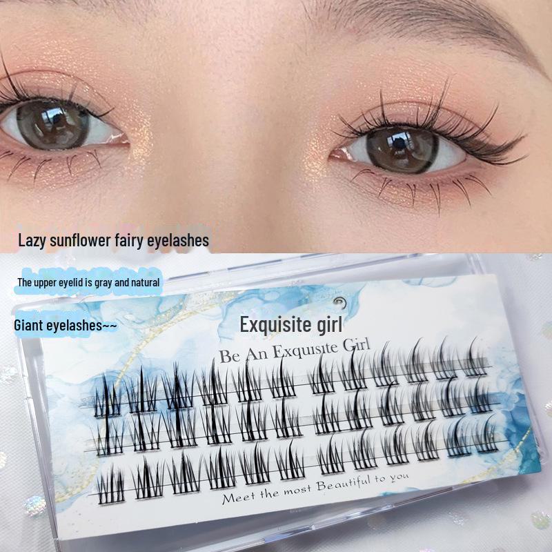 Taihua Yanghua Natural Comic Cluster False Eyelashes - Pre-Cut, Thin Stem, Daily Wear