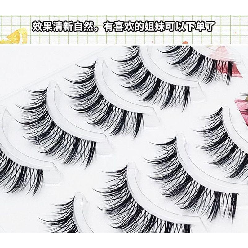 Lashie - Set of 5 Pairs: Criss Cross Spiky Clear Band False Eyelashes