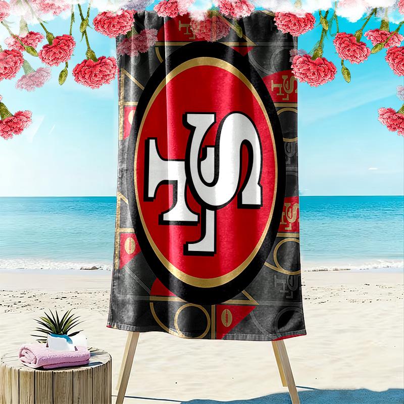 Telo da Spiaggia Stampa San Francisco 49ers, Grande Morbido Asciugatura Rapida per Spiaggia Campeggio Nuoto