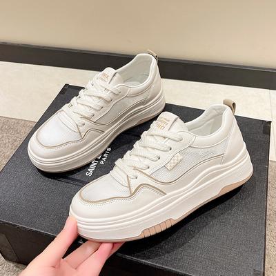 Zapatillas Blancas de Malla Transpirable con Plataforma Elevada para Mujer, Nueva Colección Primavera, Suela Blanda, Versátiles, Deportivas Casuales, Cómodas