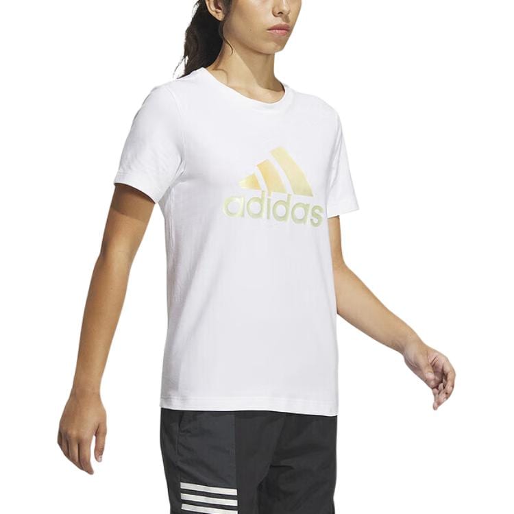 adidas T Shirts Women's White Crew Neck Moderate Straight Fit IM8885