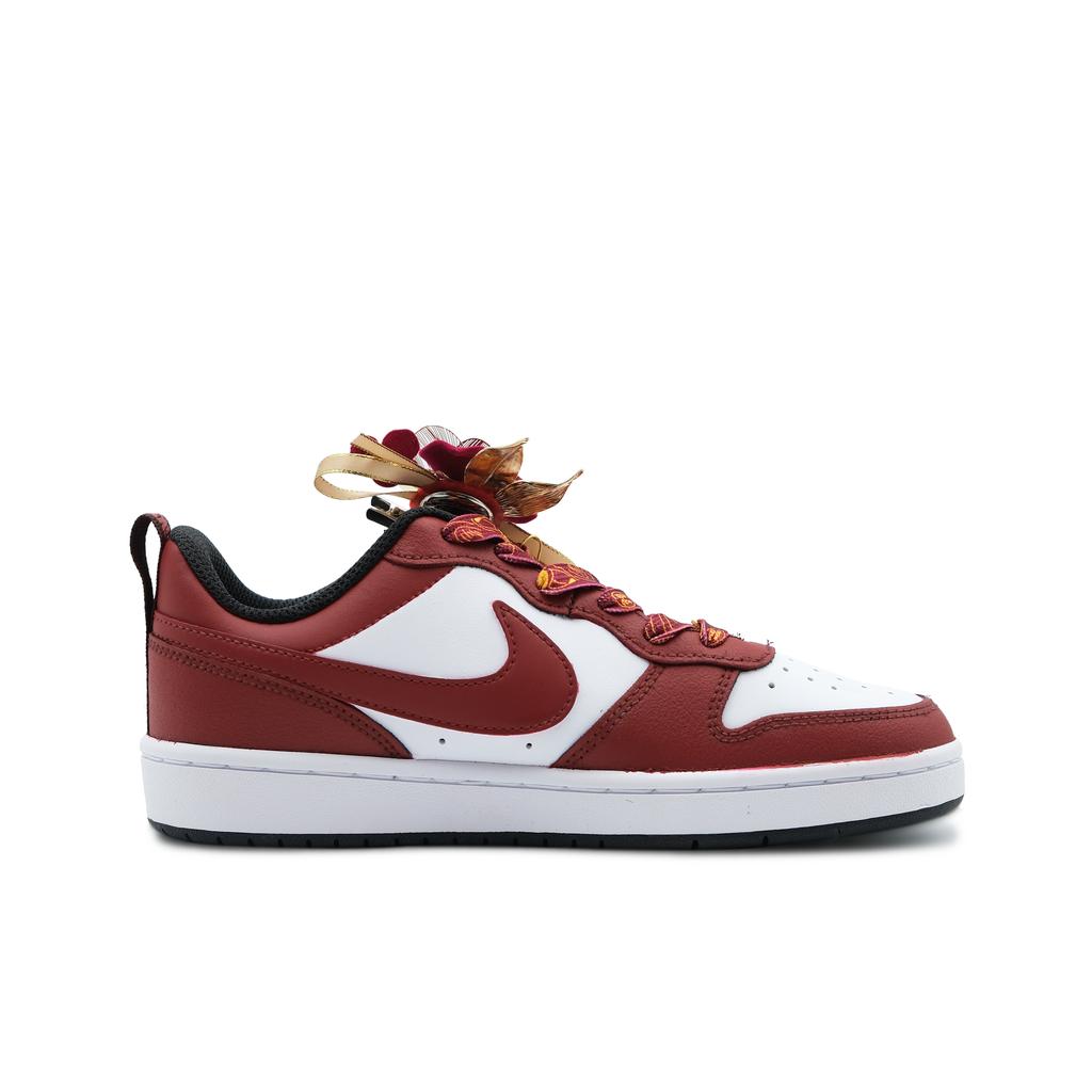 Nike Court Borough Synthetic Leather Slip Resistant Cushioning Low top Skateboard Shoes GS Red CT3964-100(Team327-2)