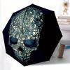 1pc Skull Cityscape Auto Open/close, All-Season Portable Folding Umbrella for Women & Men, Travel, Everyday, Formal Events - Compact Luxury Parasol, O