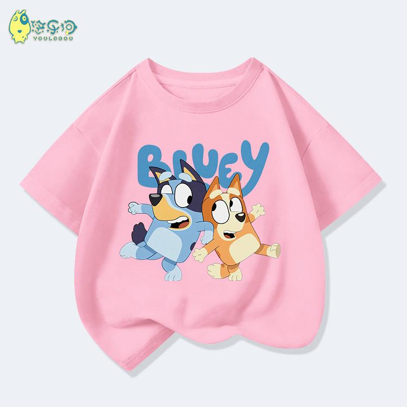 2026 Kids Bluey Cartoon T-Shirt Autumn Winter Short Sleeve Warm Anime Print Comfortable Sweatshirt for Boys and Girls Daily Use