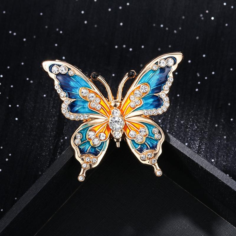 High end enamel, painted butterfly brooch, women's fashion, drip oil inlaid with diamonds, Christmas gift, Stocking stuffers, Valentine's Day gift