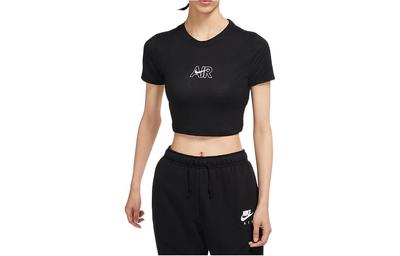 Crop Tops Women's Black Crew Neck Moderate DN5853-010