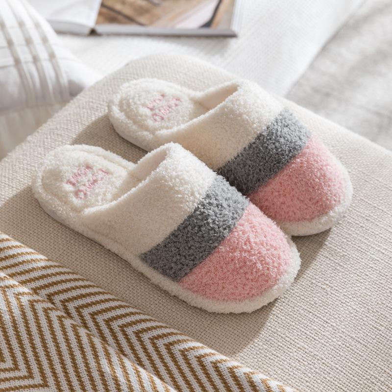 Popularne Przytulne Futrzane Bawełniane Kapcie dla Par - Antypoślizgowe, na Grubej Podeszwie do Noszenia w Pomieszczeniach na Jesień i Zimę