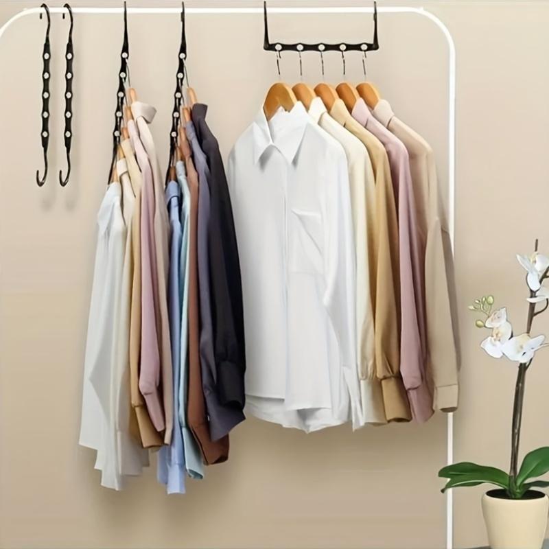 10pcs Multifunctional Non-slip Windproof Hanger Creative Five-hole Magic Hanger Wardrobe Rotary Drying Rack Storage Rack
