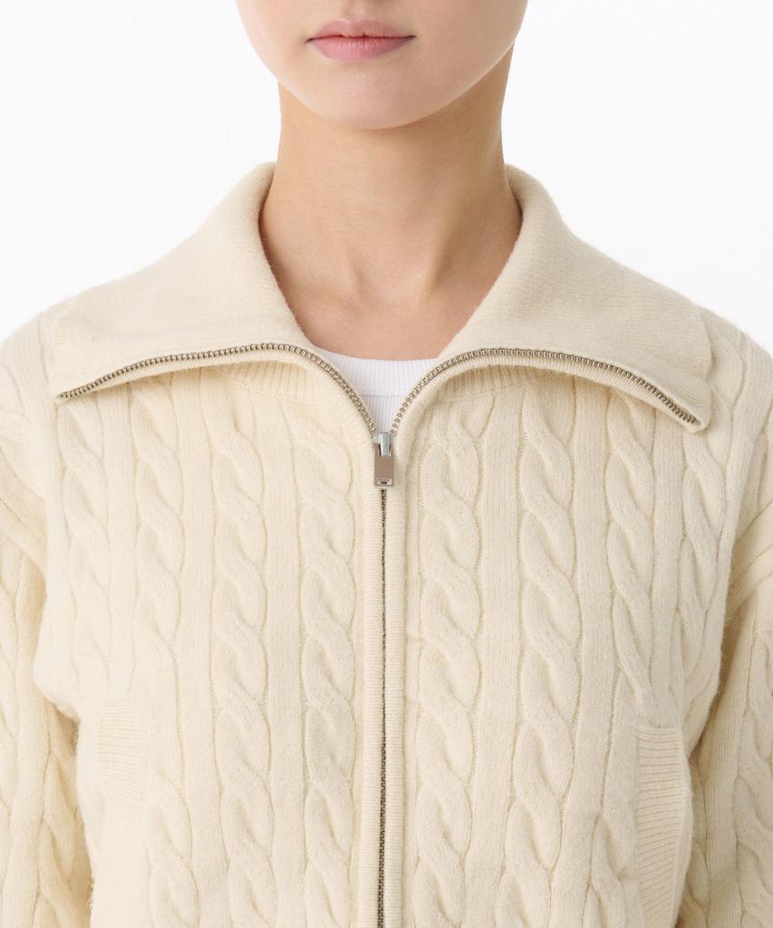 MUSINSA STANDARD WOMAN Women'S Cable Knit Zip-Up [Ivory]