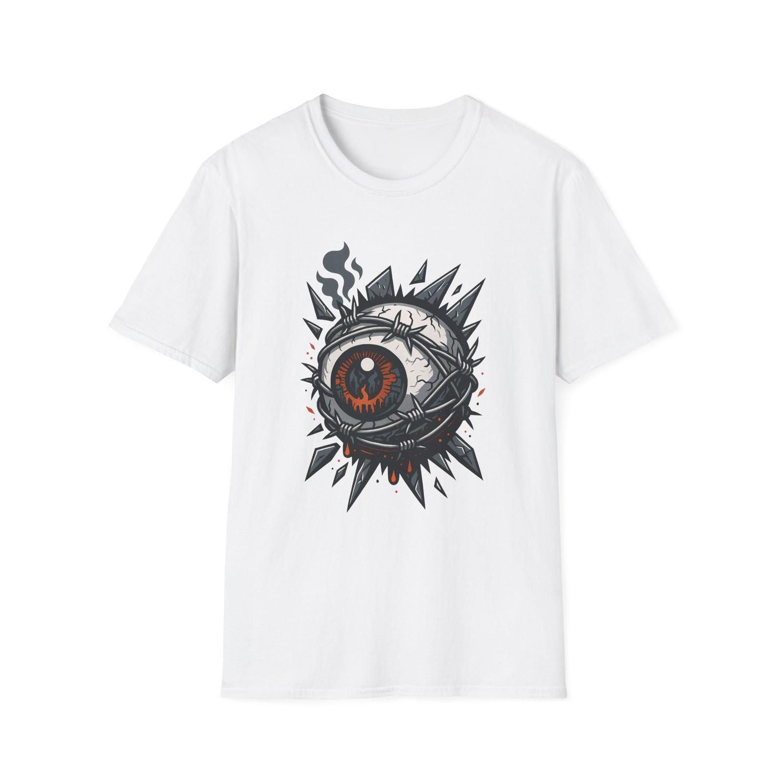Unisex Softstyle T-Shirt Eye Barbed Wire Cyberpunk Industrial Horror S