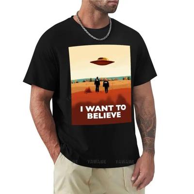 Akte X Ich will glauben FBI Poster T-Shirt Oberteile neue Ausgabe T-Shirt Bluse schlichte schwarze T-Shirts Herren